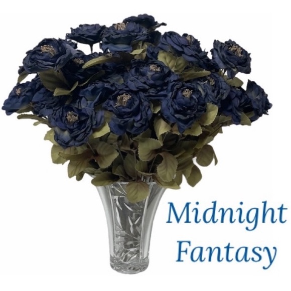 Deep Midnight Fantasy Silk Flower Bushes Set of 5 - Picture 8 of 9